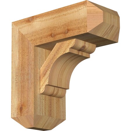 Ekena Millwork Olympic Craftsman Rough Sawn Bracket w/ Offset Brace, Western Red Cedar, 6"W x 14"D x 14"H BKT0604X14X14OLY04RWR